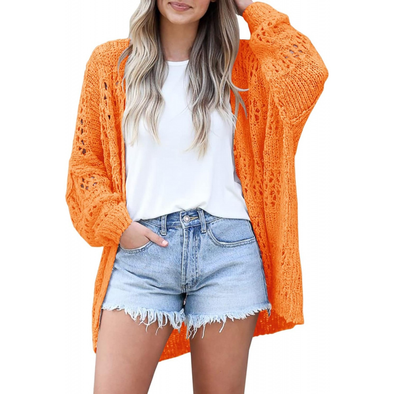Women's Crochet Cardigan Sweater Kimonos Boho Solid