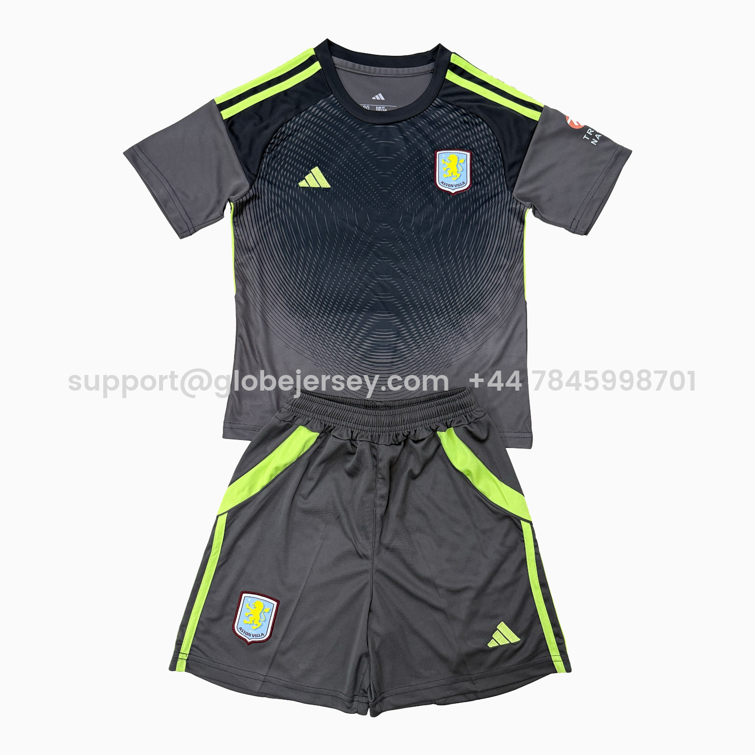 Aston Villa 25-26 Black Goalkeeper Men's Adult Jersey Set - Fans Version