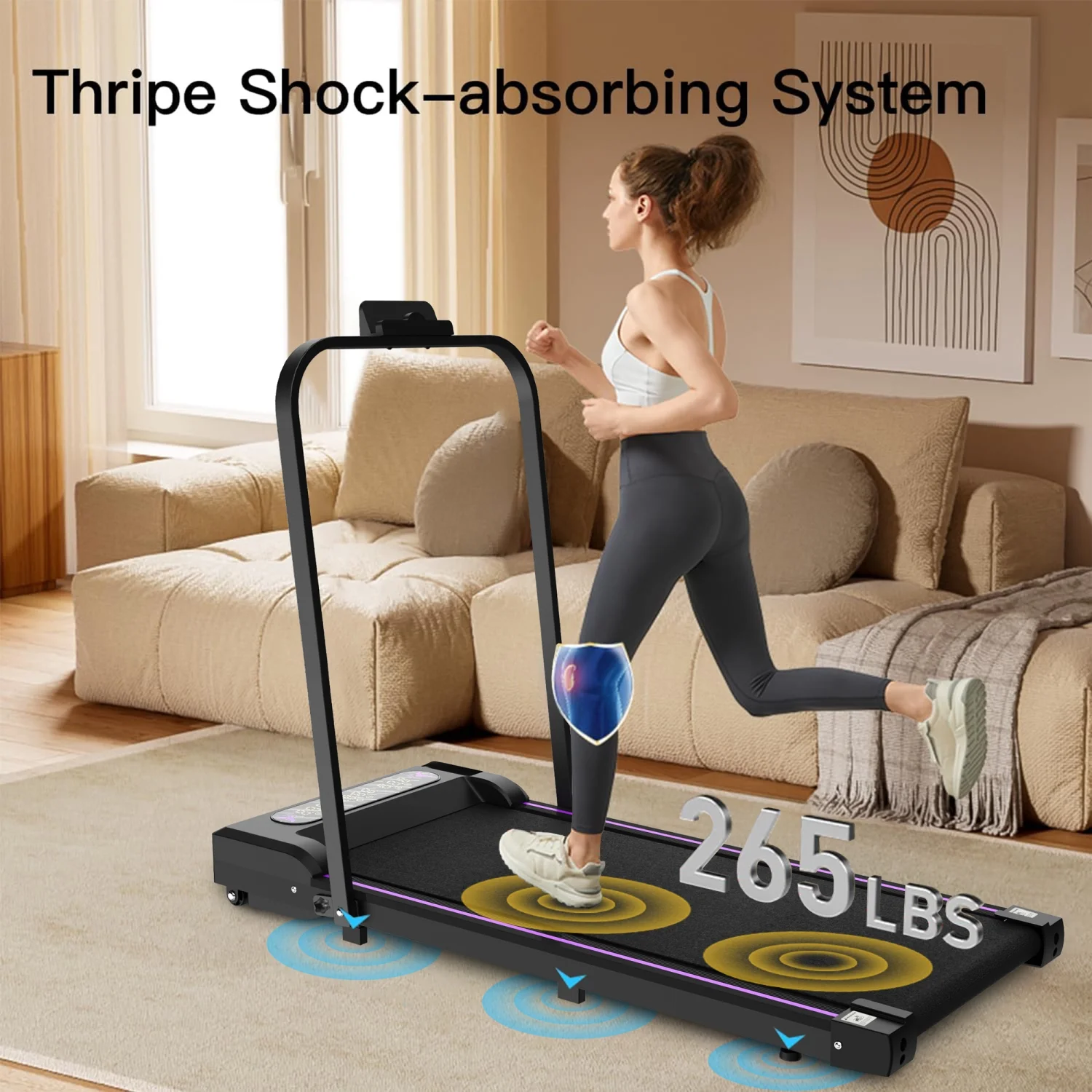 SWERTOY Walking Pad Running Machine Walking Machine for Home Under Desk Treadmill with LED Display and 12 Preset Programs 2.25HP Portable Treadmill Jogging Machine for Office Small Space