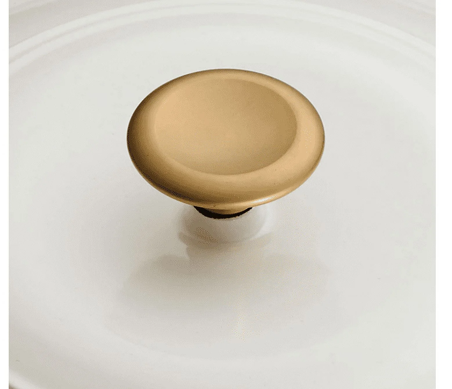 Tramontina 7 Quart Enameled Cast Iron Round Dutch Oven, Latte/Gold Knob