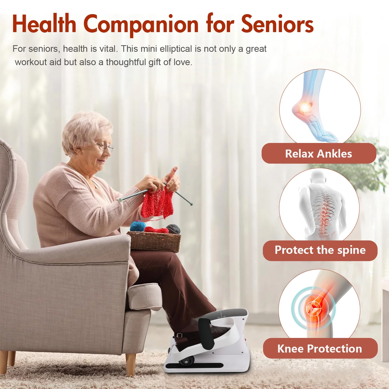 CATGOOD Under Desk Elliptical, Electric Seated Foot & Leg Pedal Exerciser While Sitting for Seniors