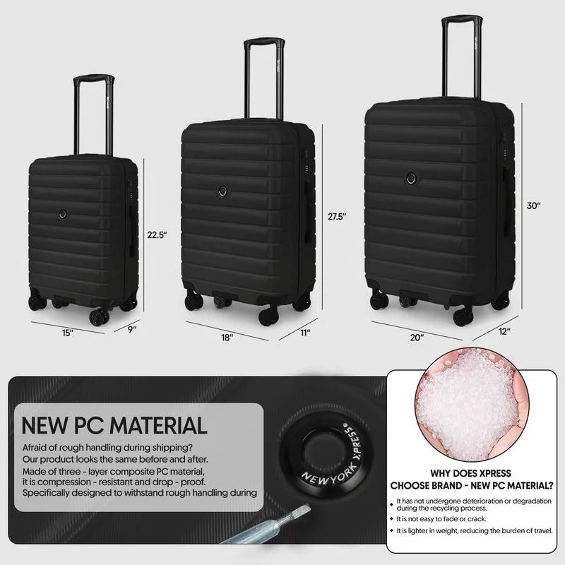 3 Piece Hardshell Luggage Set Expandable Hardside Suitcase with Spinner Wheels and TSA Lock, Lightweight Carry on and Checked Luggage 20