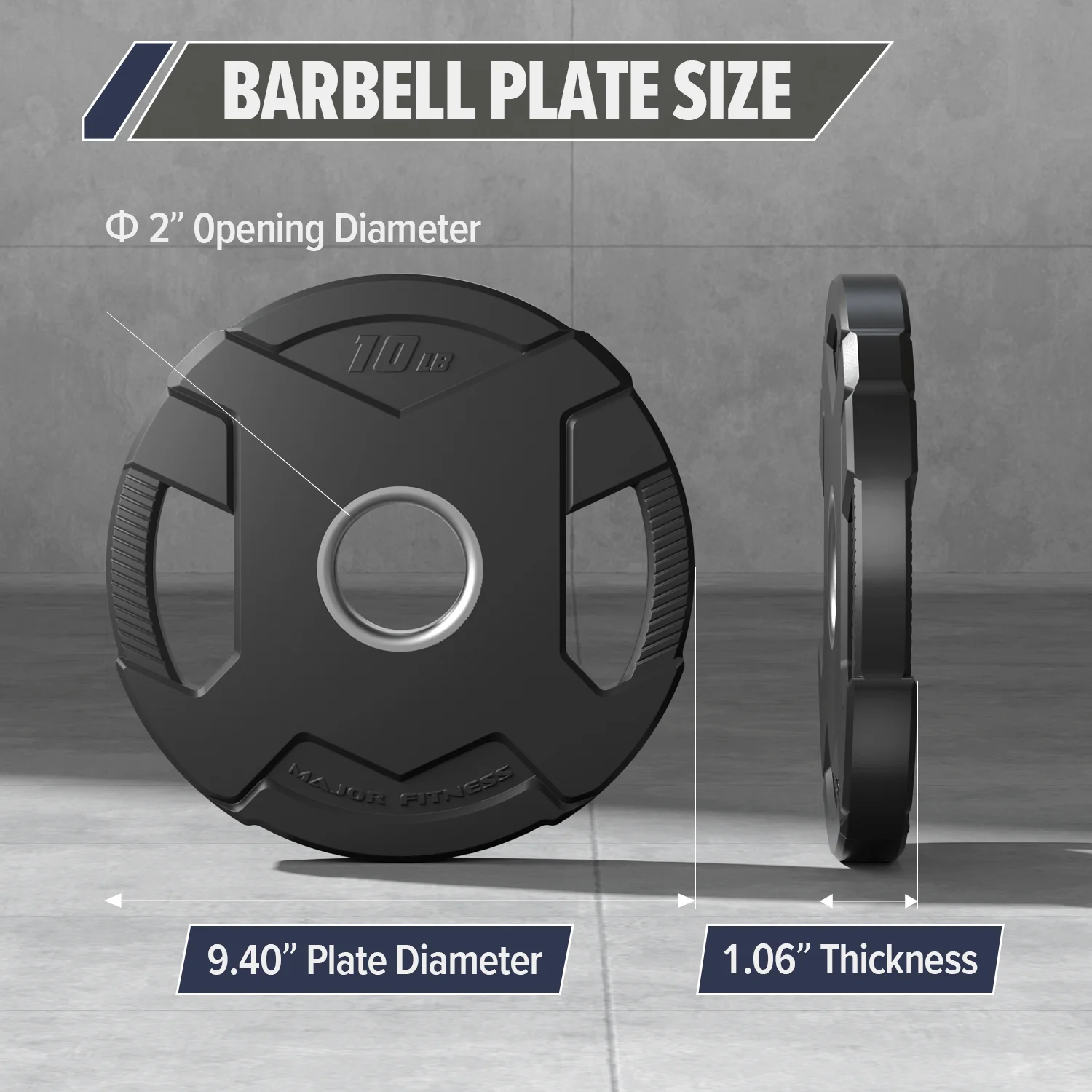 Major Fitness Rubber Coated Olympic Cast Iron Grip Plates