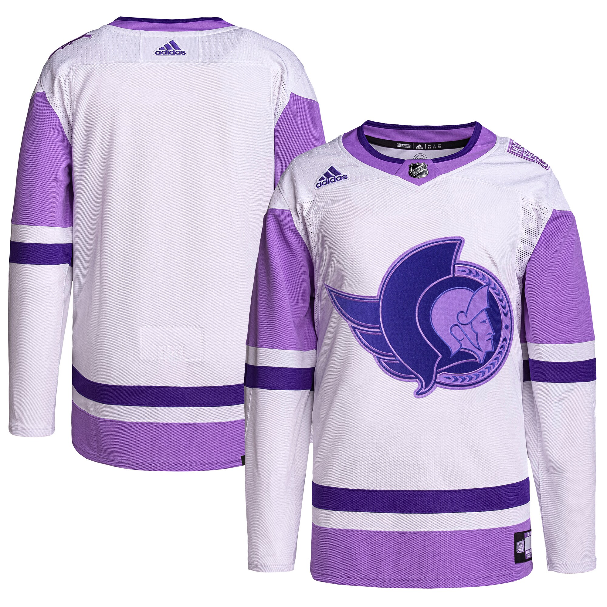 Ottawa Senators  Hockey Fights Cancer Primegreen  Blank Practice Jersey – White/Purple