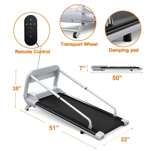 Under Desk Treadmill, Walking Pad, 2 in 3 Portable Treadmill with Handle Remote Control LED Display, Walking Jogging Machine for Home Office Use