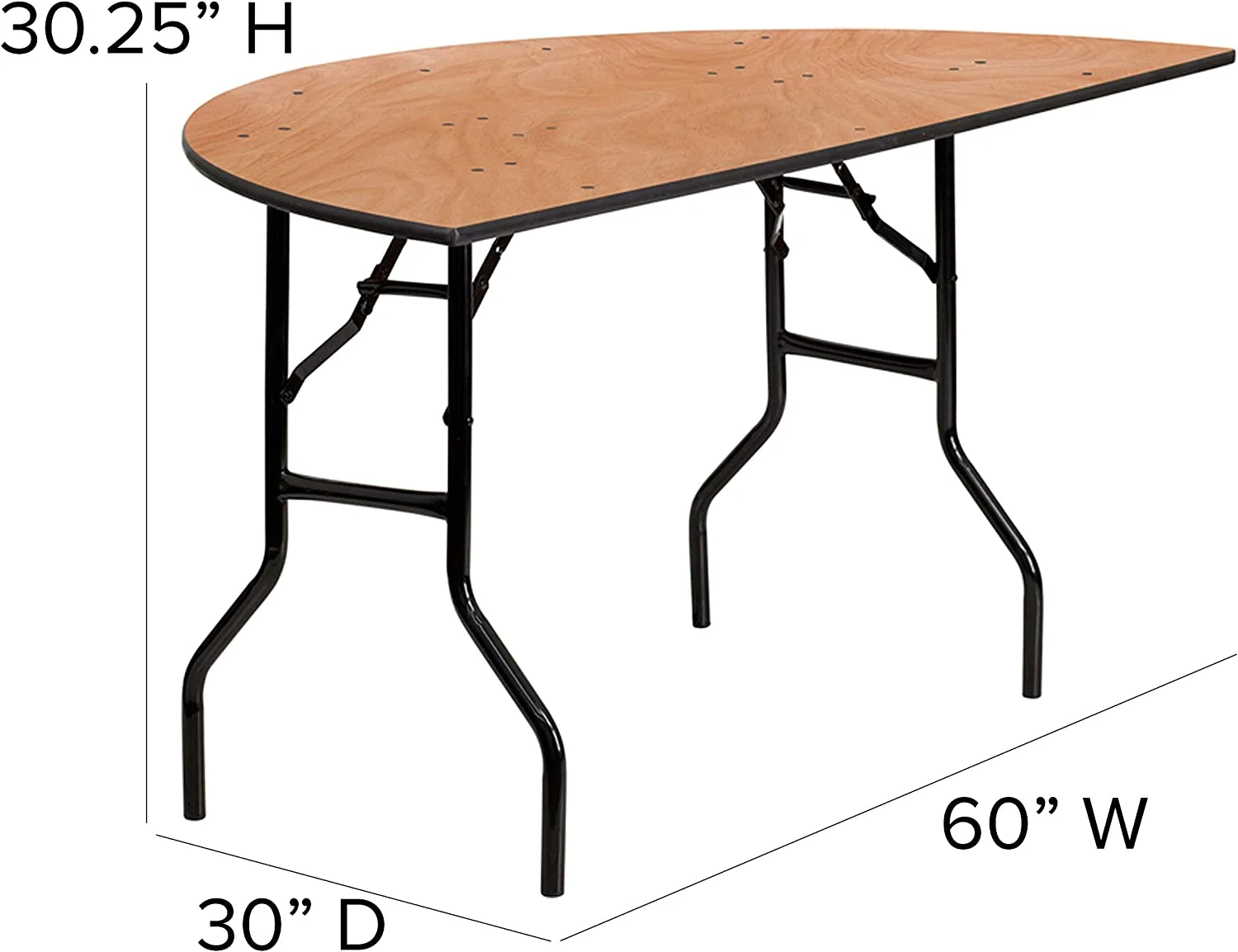 BizChair 5-Foot Half-Round Wood Folding Banquet Table - Event & Catering Table