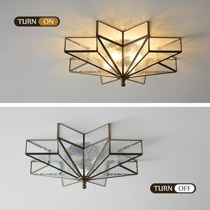 MELLOWWLITE Star Brass Glass Ceiling Light