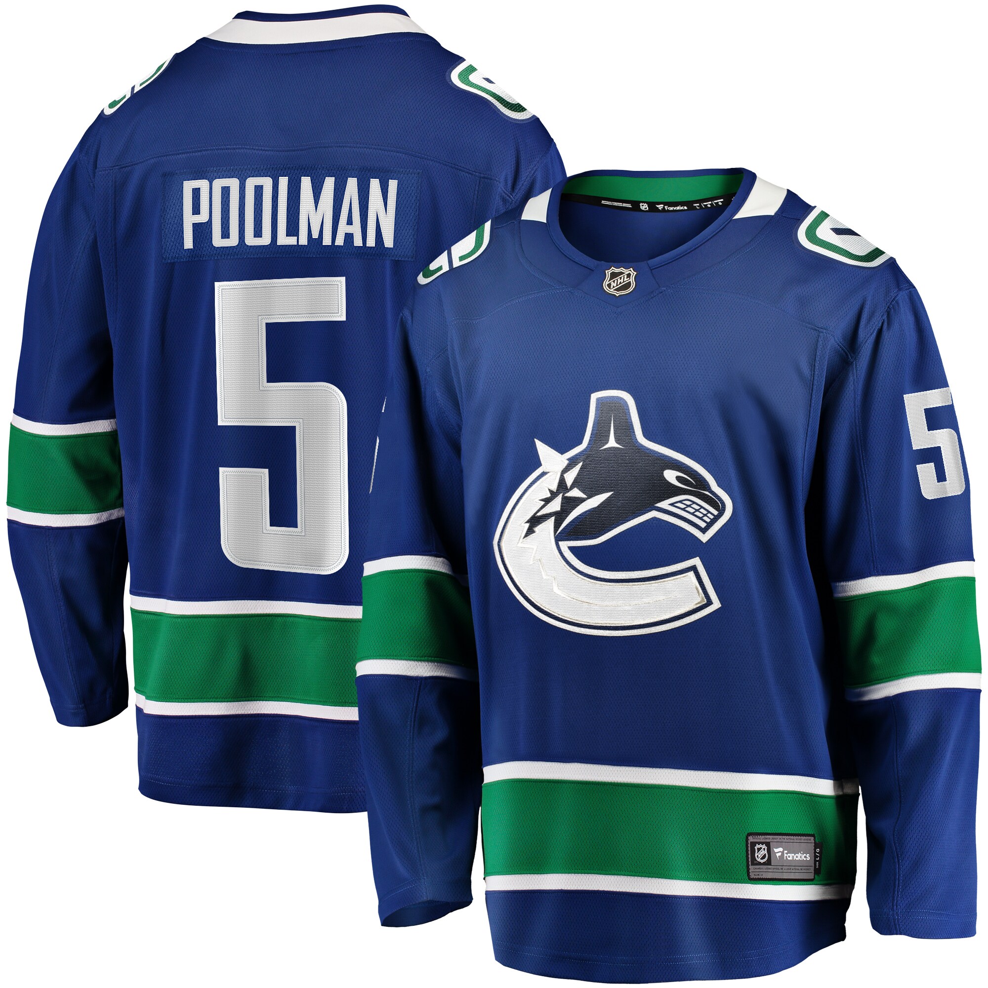 Tucker Poolman Vancouver Canucks Fanatics Home Premier Breakaway   Jersey – Blue