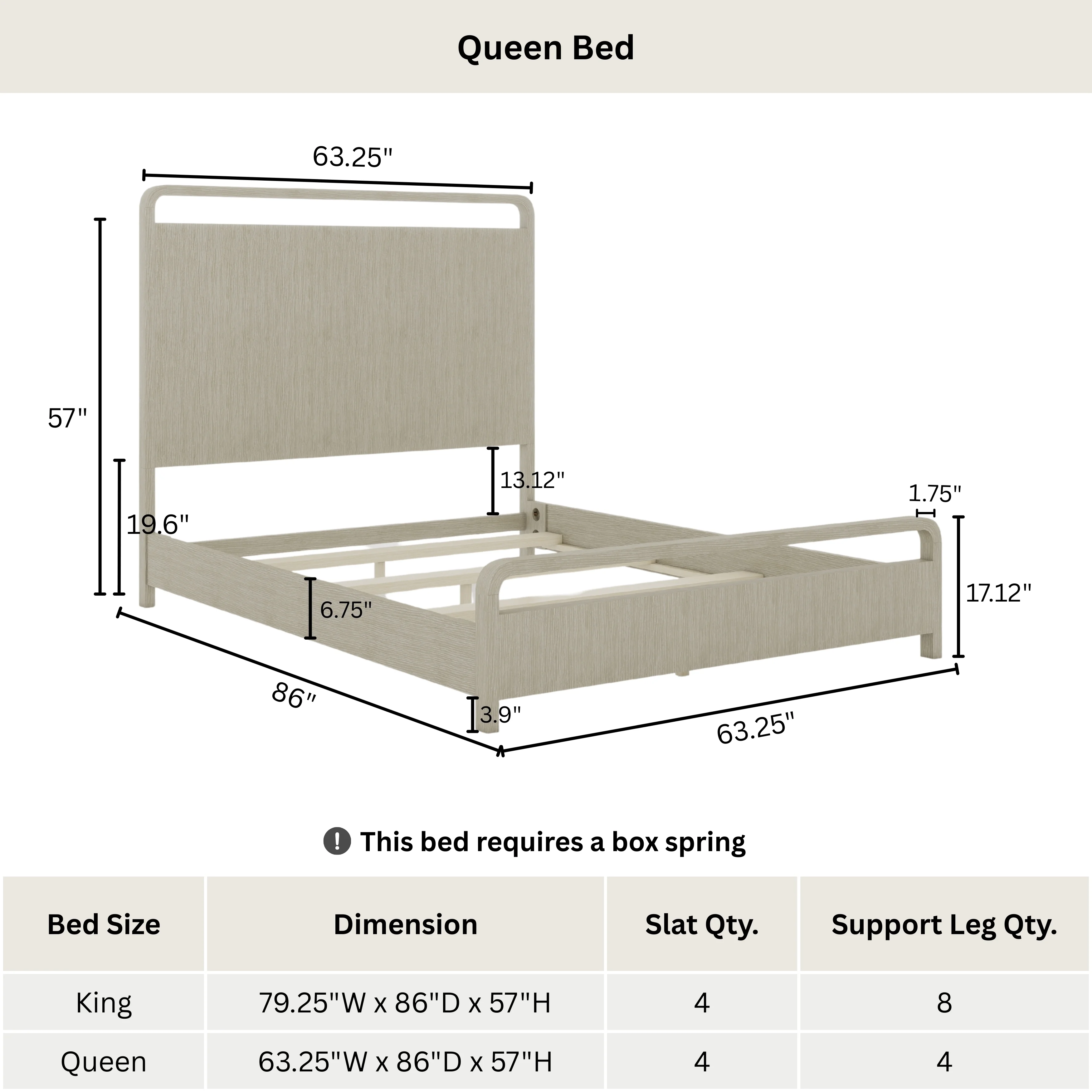 Roundhill Furniture Tavari 6-Piece Bedroom Set with Panel Bed, Dresser, Mirror, Two Nightstands, and Chest in Light Gray, King Size