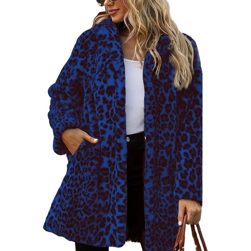 Women's Winter Warm Lapel Faux Fur Coats with Inner Lining & Buttons