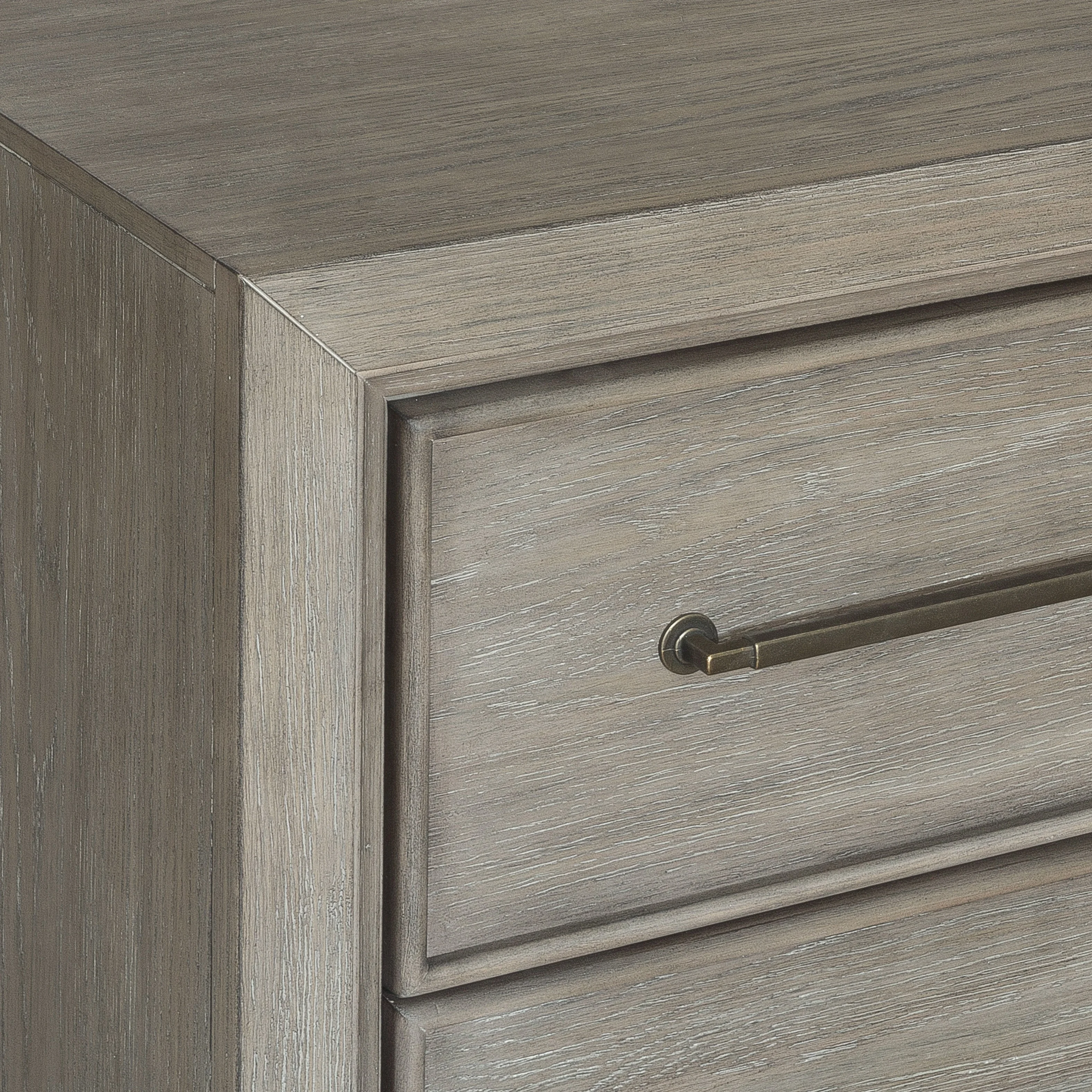 Ennesley Gray Wood Bedroom Set with Upholstered Panel King Bed, Dresser, Mirror, 2 Nightstand, and Chest
