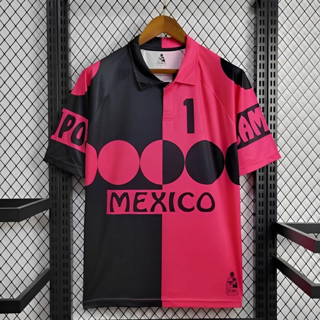Retro Mexico 1998 World Cup Goalkeeper Pink Black Jersey