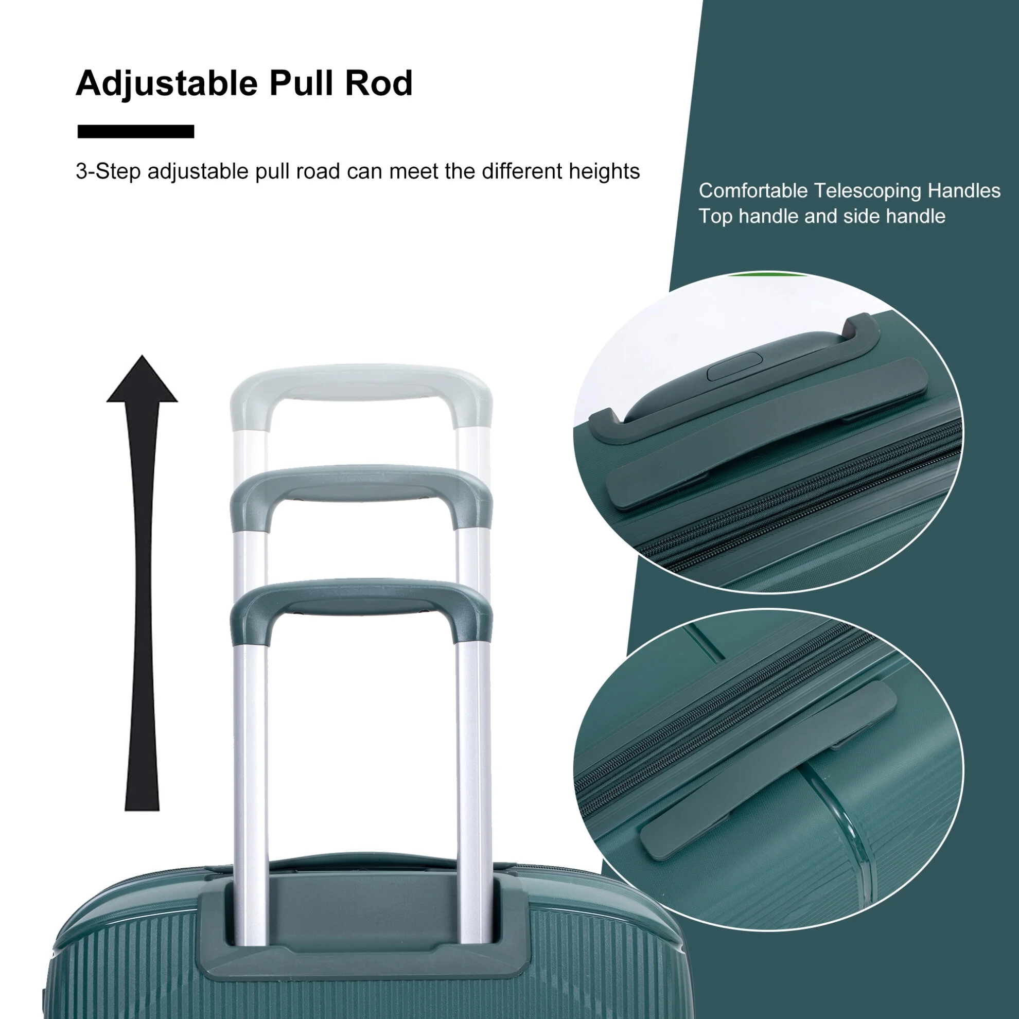 3 Pieces Luggage Set (20/24/28), Expandable PP Lightweight Hardshell Durable Suitcase with 4 Double 360 Degrees Mute Spinner Wheels and TSA Lock for Men Women, Black