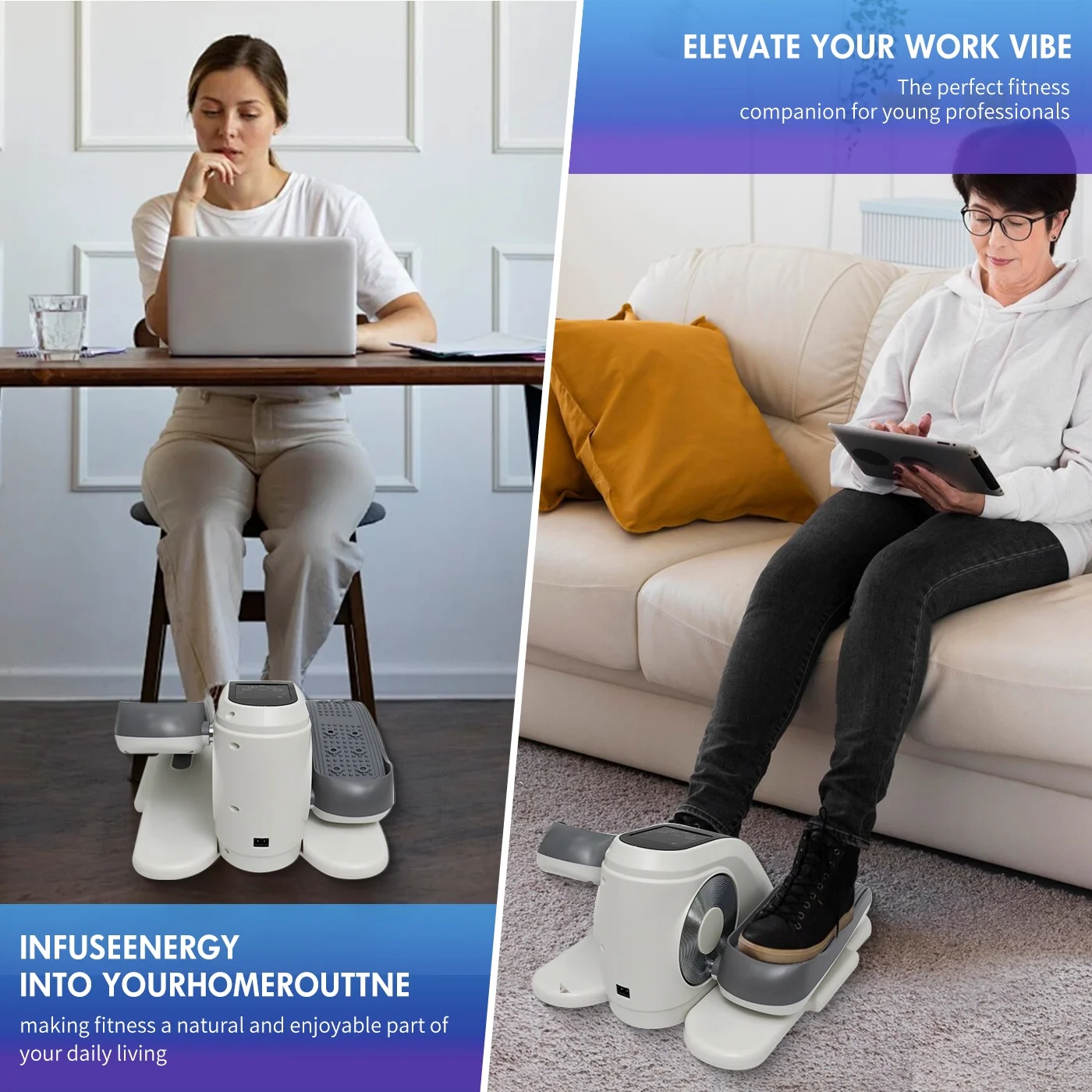 CATGOOD Under Desk Elliptical, Electric Seated Foot & Leg Pedal Exerciser While Sitting for Seniors