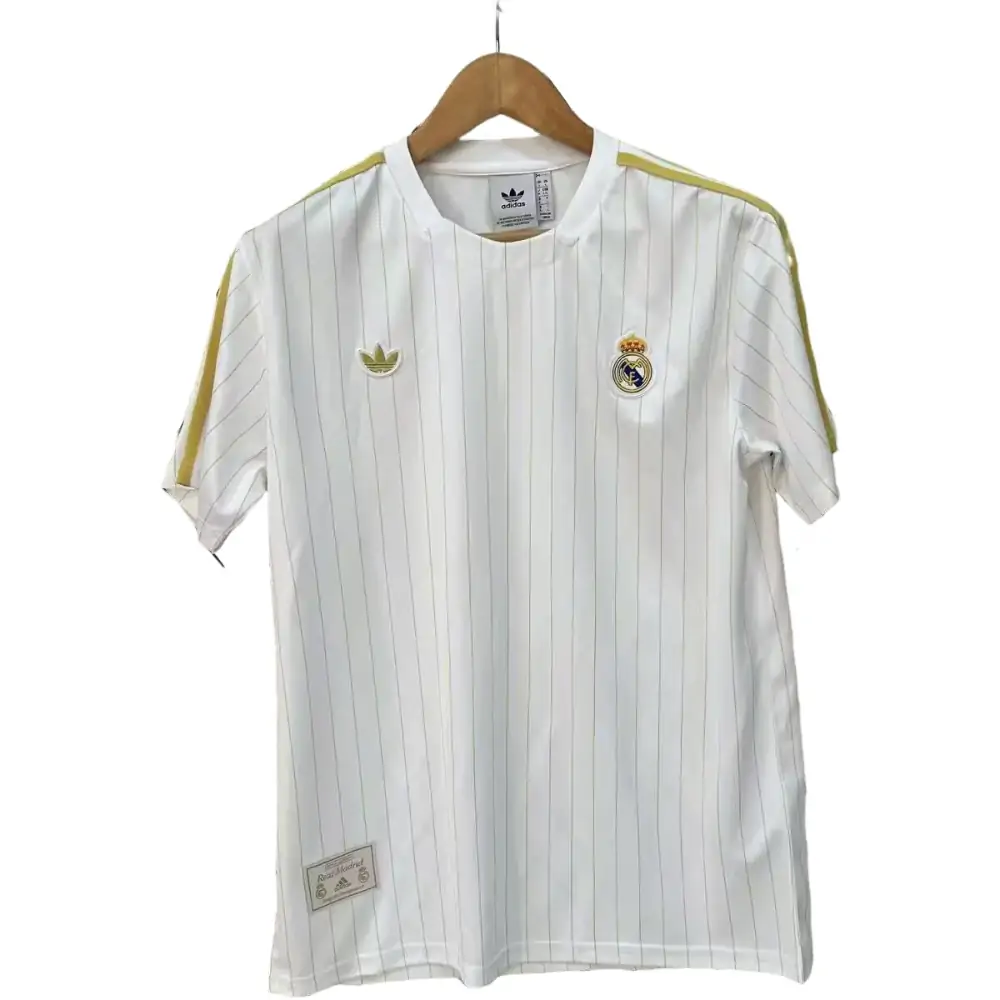 2025-26 Real Madrid Retro White and Gold Jersey - Fans Edition