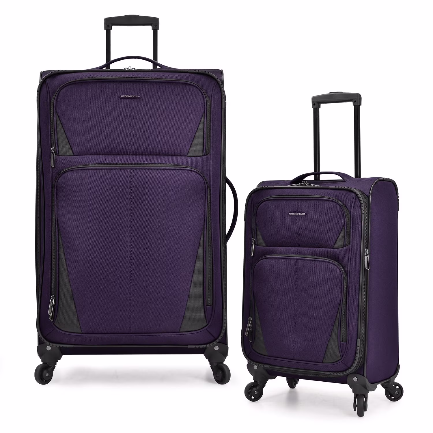 U.S. Traveler Aviron Bay Expandable Softside Luggage Set with Spinner Wheels, Navy, 2-Piece (23/31)