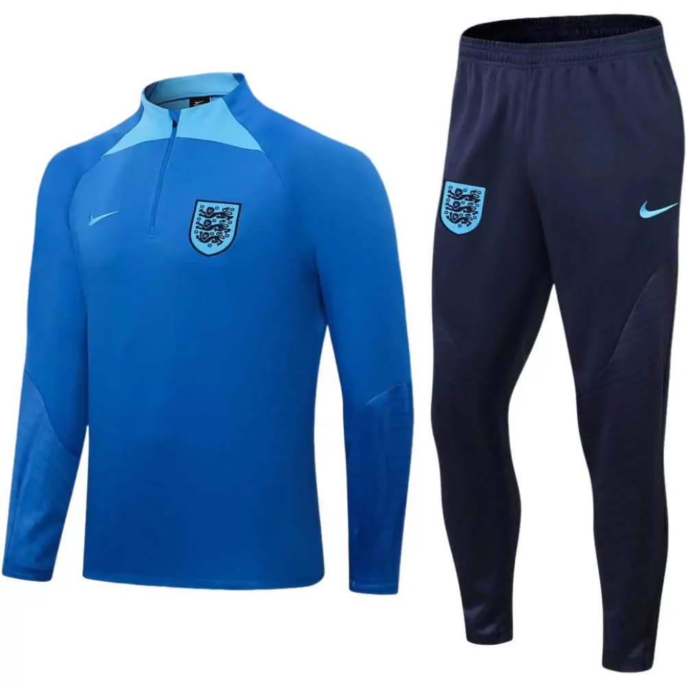 2022 England Half-Pull Training Suit Blue Soccer Jersey Set