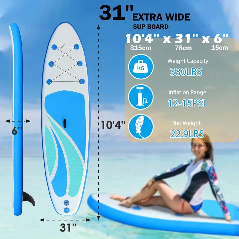 10-4″ Lightweight Inflatable SUP Board for Adults — All Skill Levels