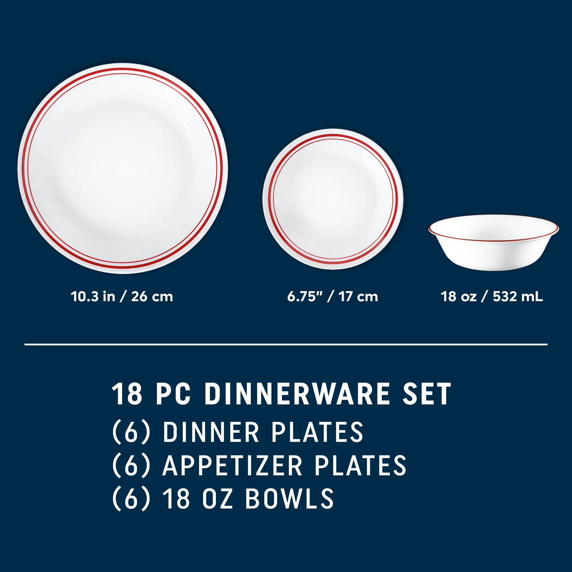 Corelle Logan 18-Piece Glass Dinnerware Set, Service for 6