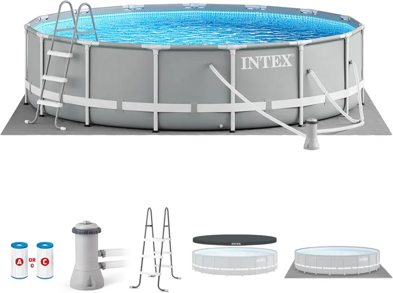 10-Foot Premium Above-Ground Swimming Pool Set – 30″ Depth. 1185-Gallon Capacity. Rust-Resistant SuperTough Frame + 330 GPH Filter Pump