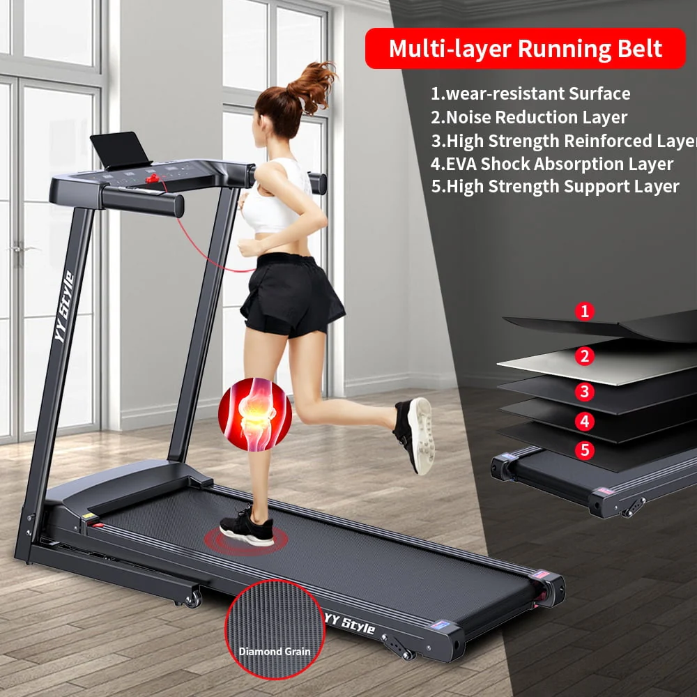 HAILL Treadmill Clearance 2.5HP Folding Treadmill for Home Walking Under Desk with Incline Fitness Running Electric Treamills Indoor Training Pulse Monitor Cup Holder Treadmills IN USA STOCK