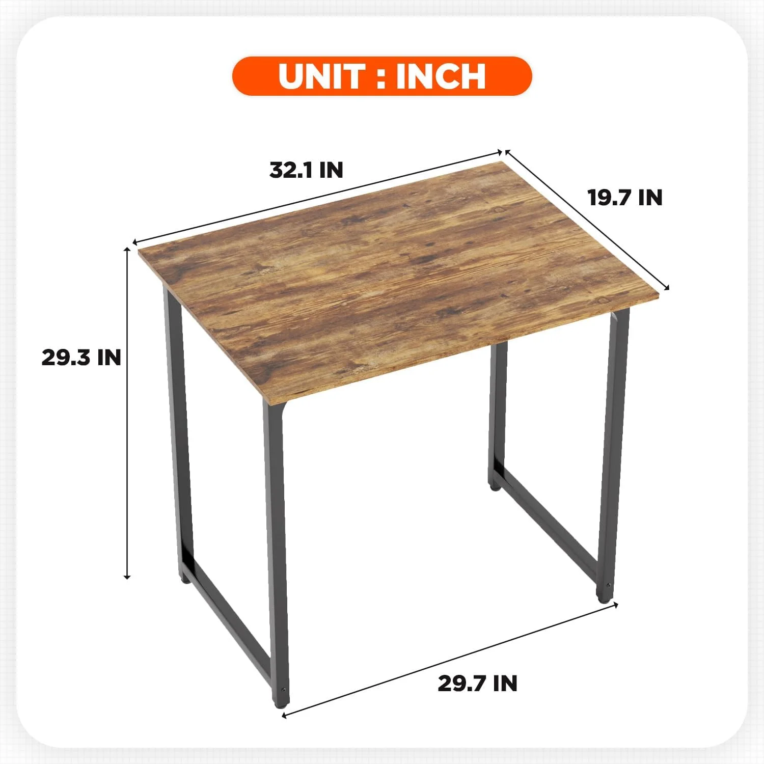 32/39/47 inch Computer Desk Study Writing Table, Adjustable feet, Modern Furniture for Home Office (1, Brown, 32 inch)