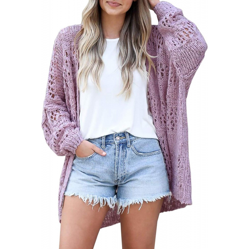 Women's Crochet Cardigan Sweater Kimonos Boho Solid