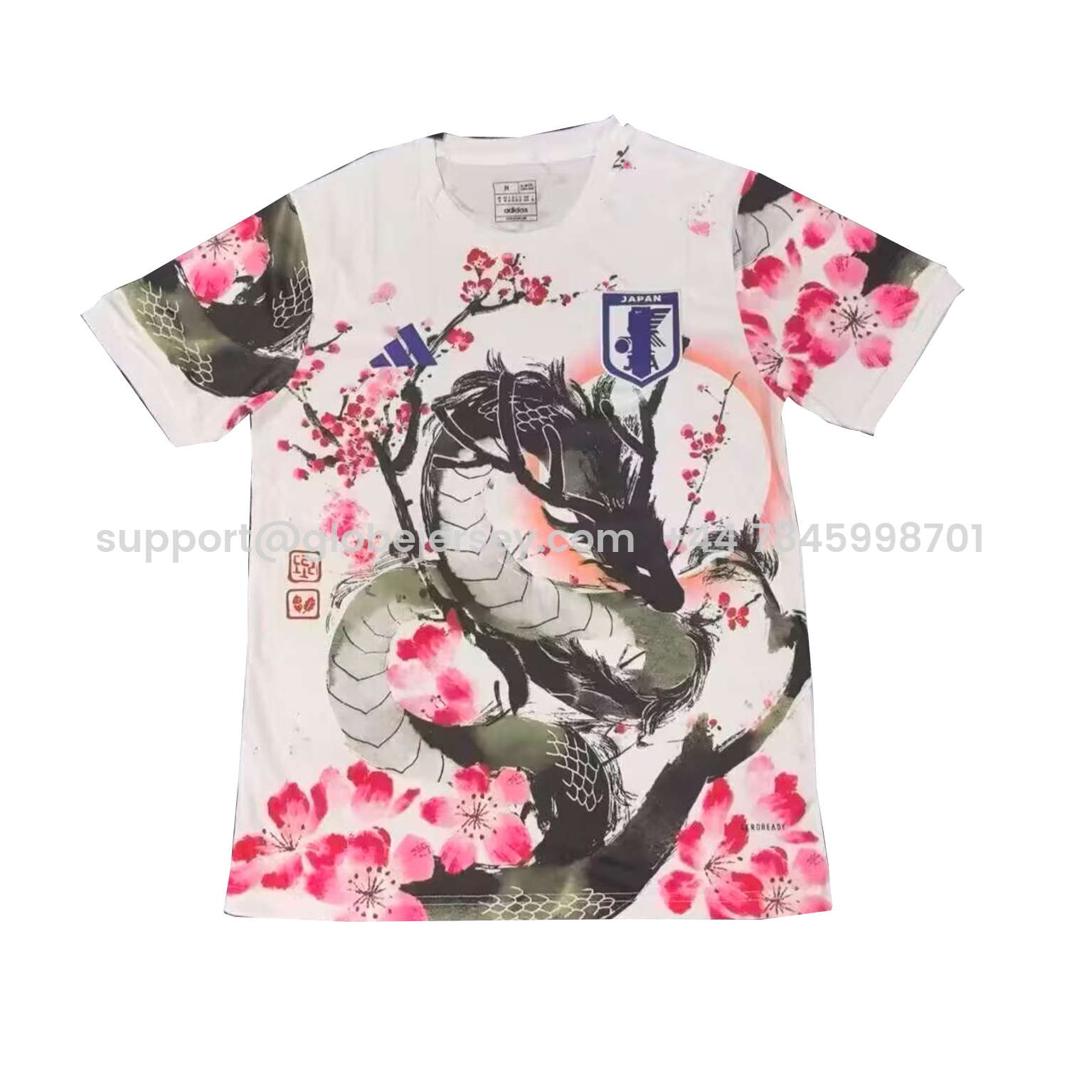 Japan 25-26 Cherry Blossom Ink Painting Black Dragon Special Jersey - Fans Version
