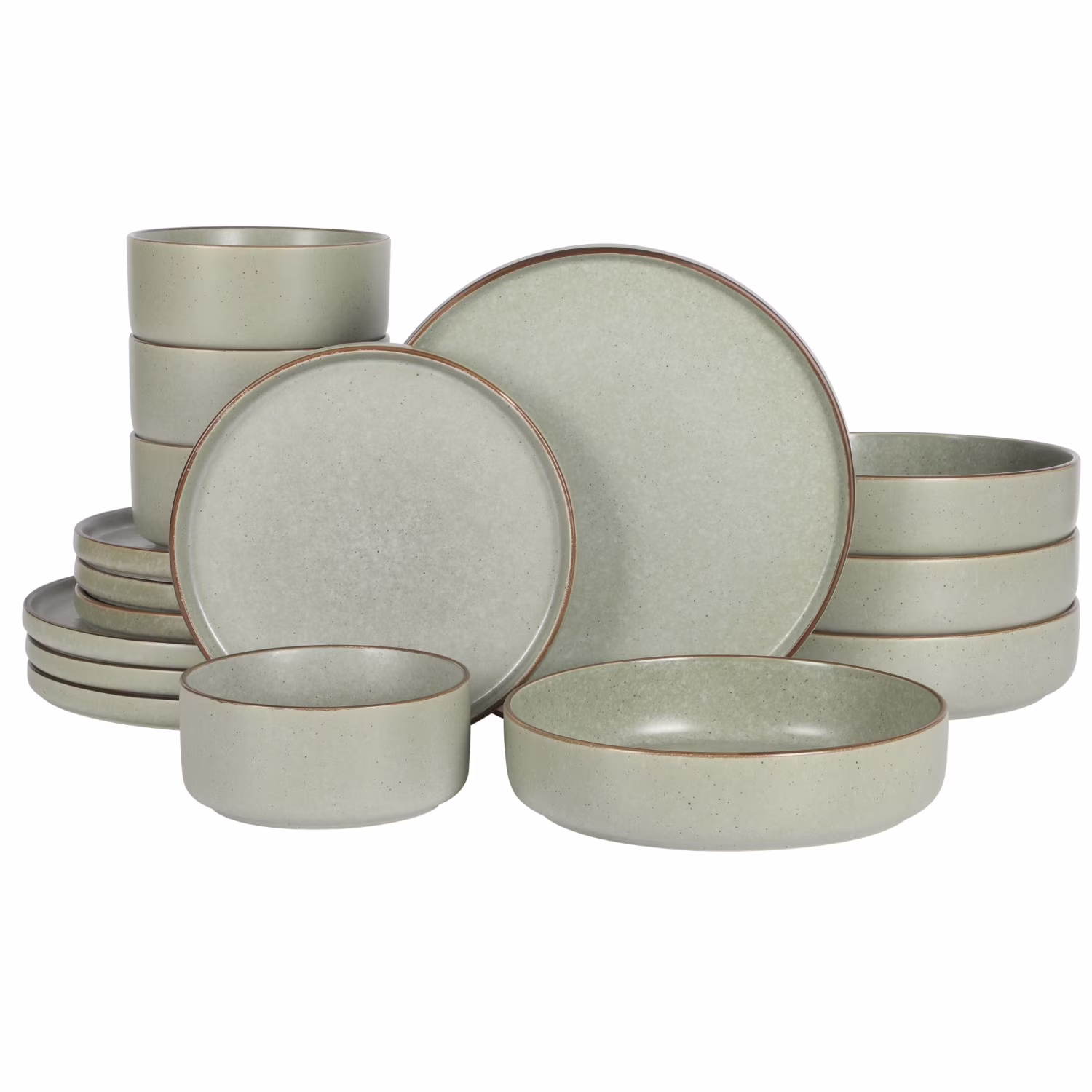 Gibson Elite Gelston Stoneware Matte Reactive Glaze 16 Piece (Service for 4) Plates and Bowl Dinnerware Set - Grey