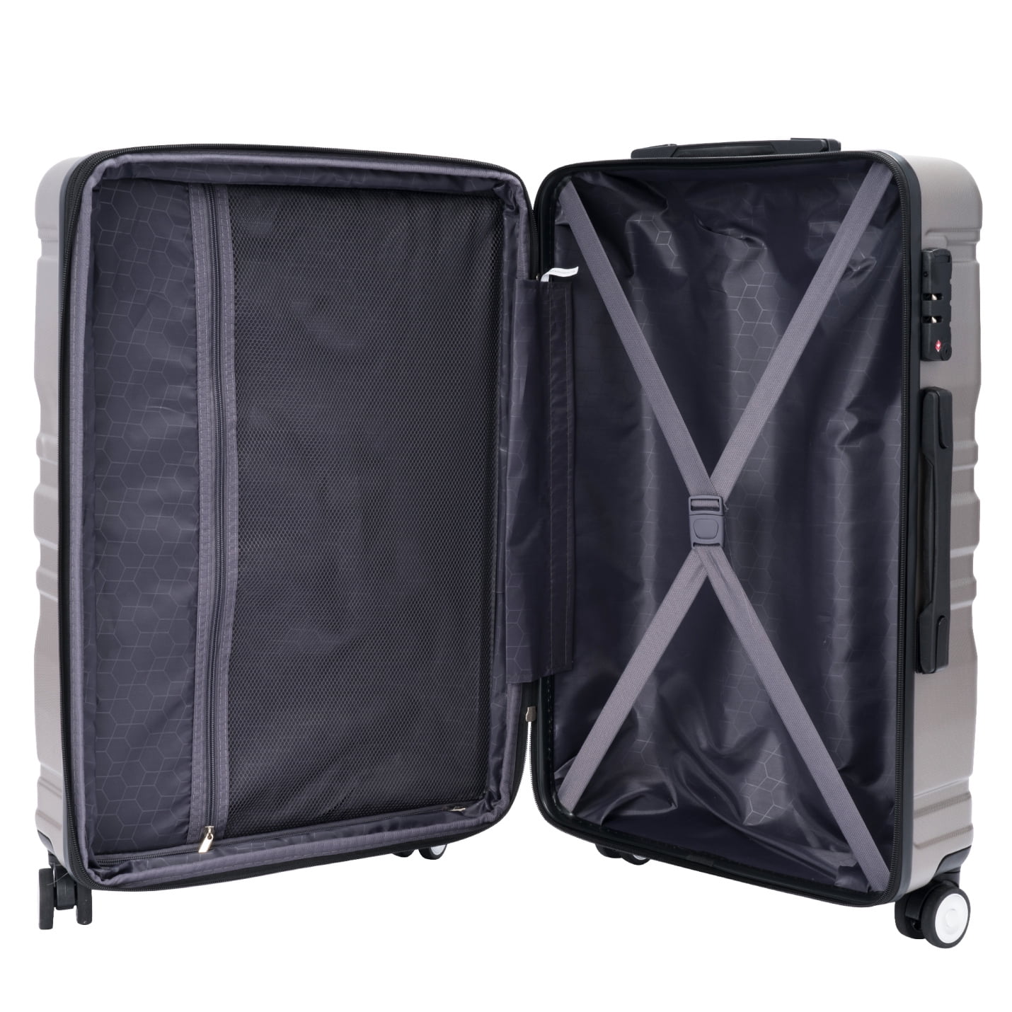 Luggage Sets New Model Expandable ABS Hardshell 3pcs Clearance Luggage Hardside Lightweight Durable Suitcase sets Spinner Wheels Suitcase with TSA Lock 20''24''28''(blue and brown)