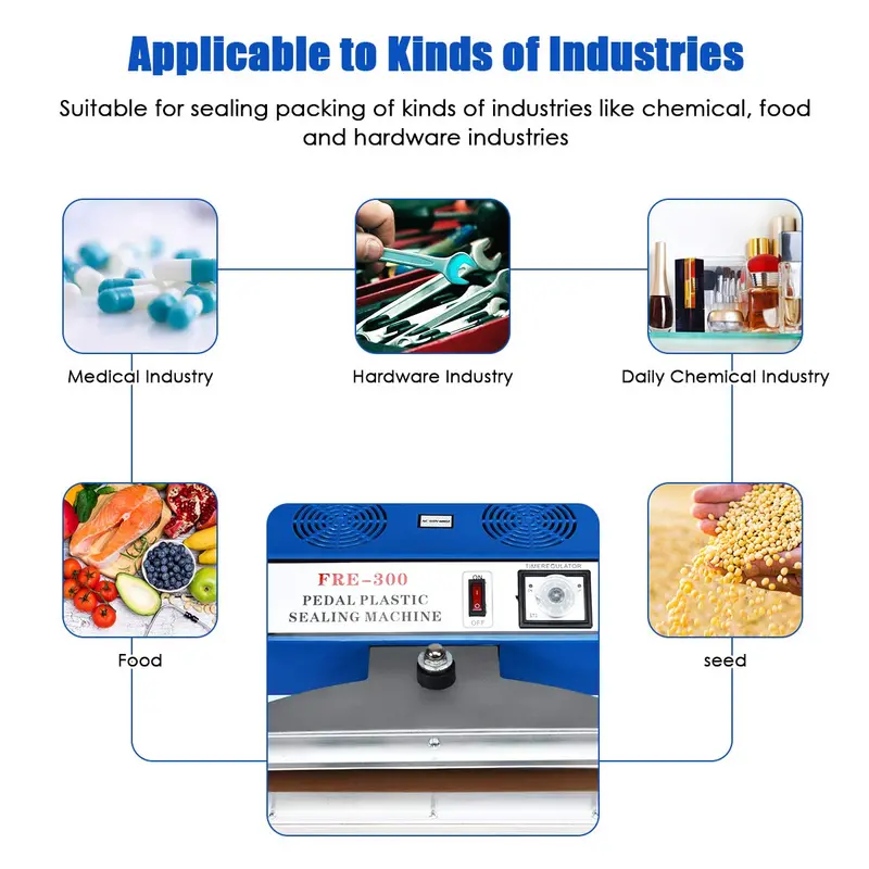 12-Inch Foot-Pedal Impulse Sealer – 110V Heat-Sealing Machine with Built-in Cutter