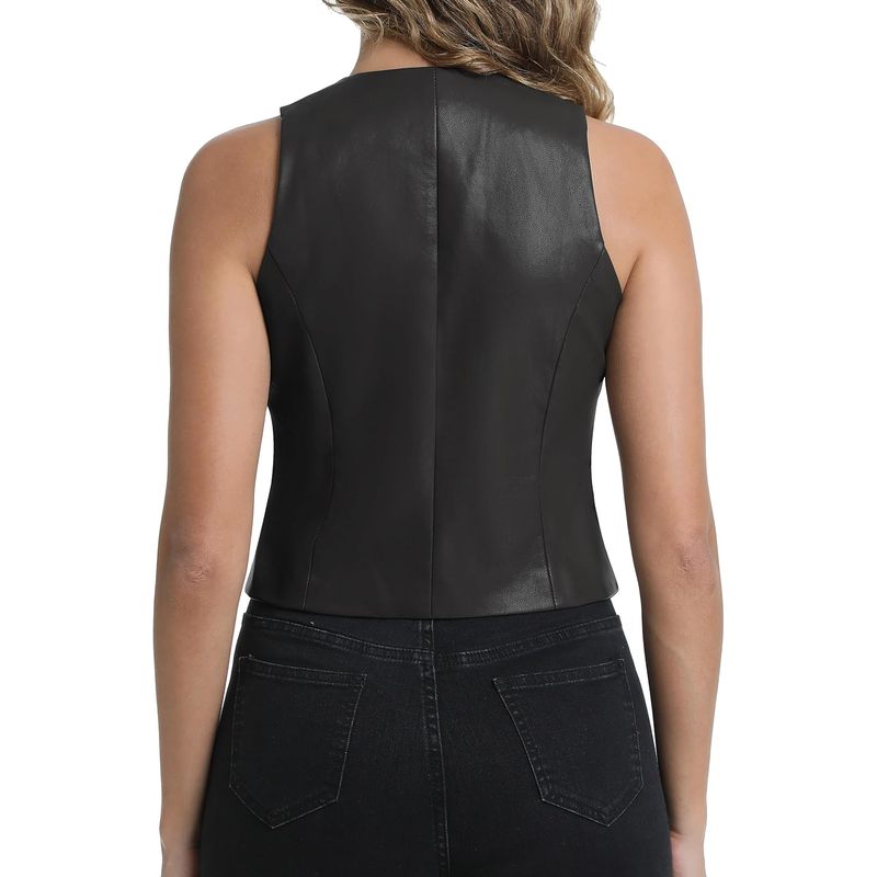 Women's PU Leather Vest V Neck Sleeveless Faux Leather Tops