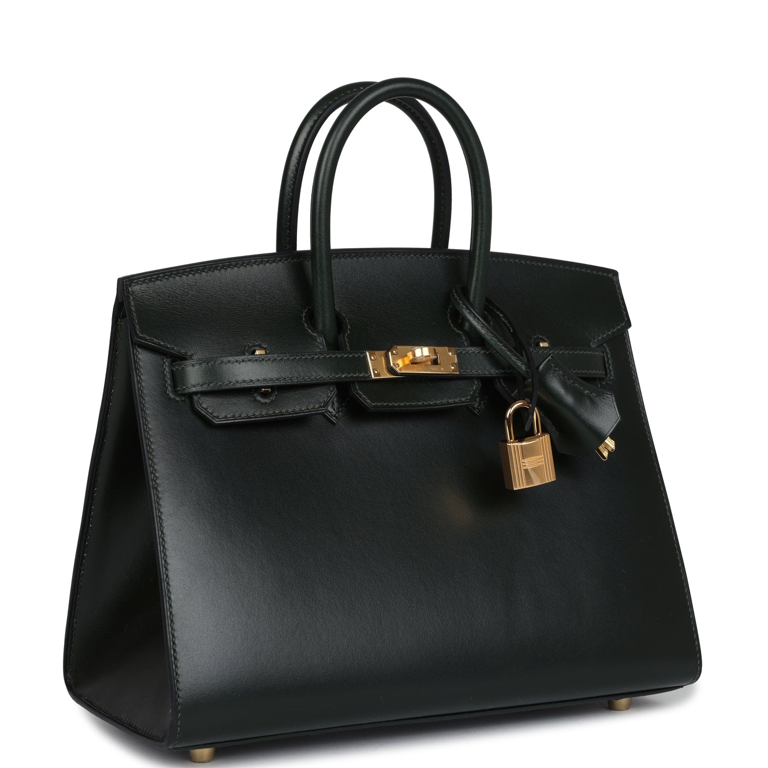 Birkin Sellier 25 Vert Fonce Box Gold Hardware