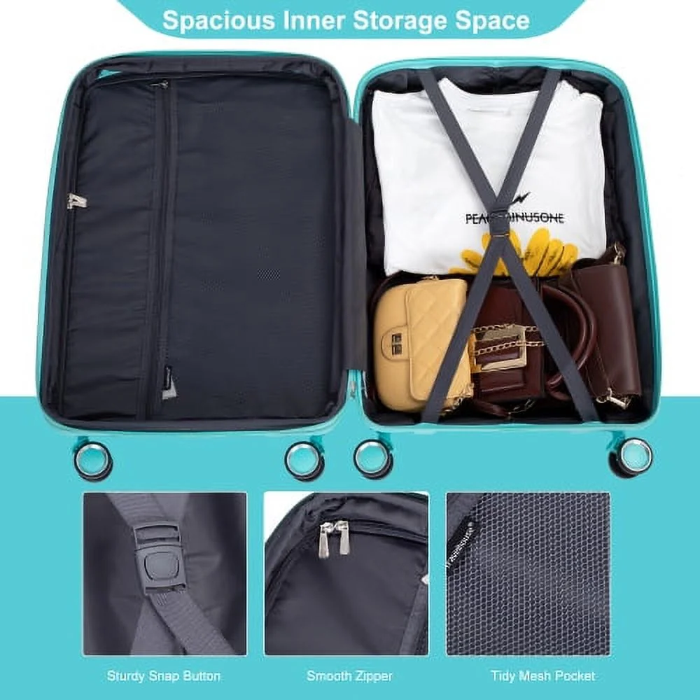 3 Piece Luggage Set Expandable Suitcases Set with Spinner Wheels & TSA Locks, Black