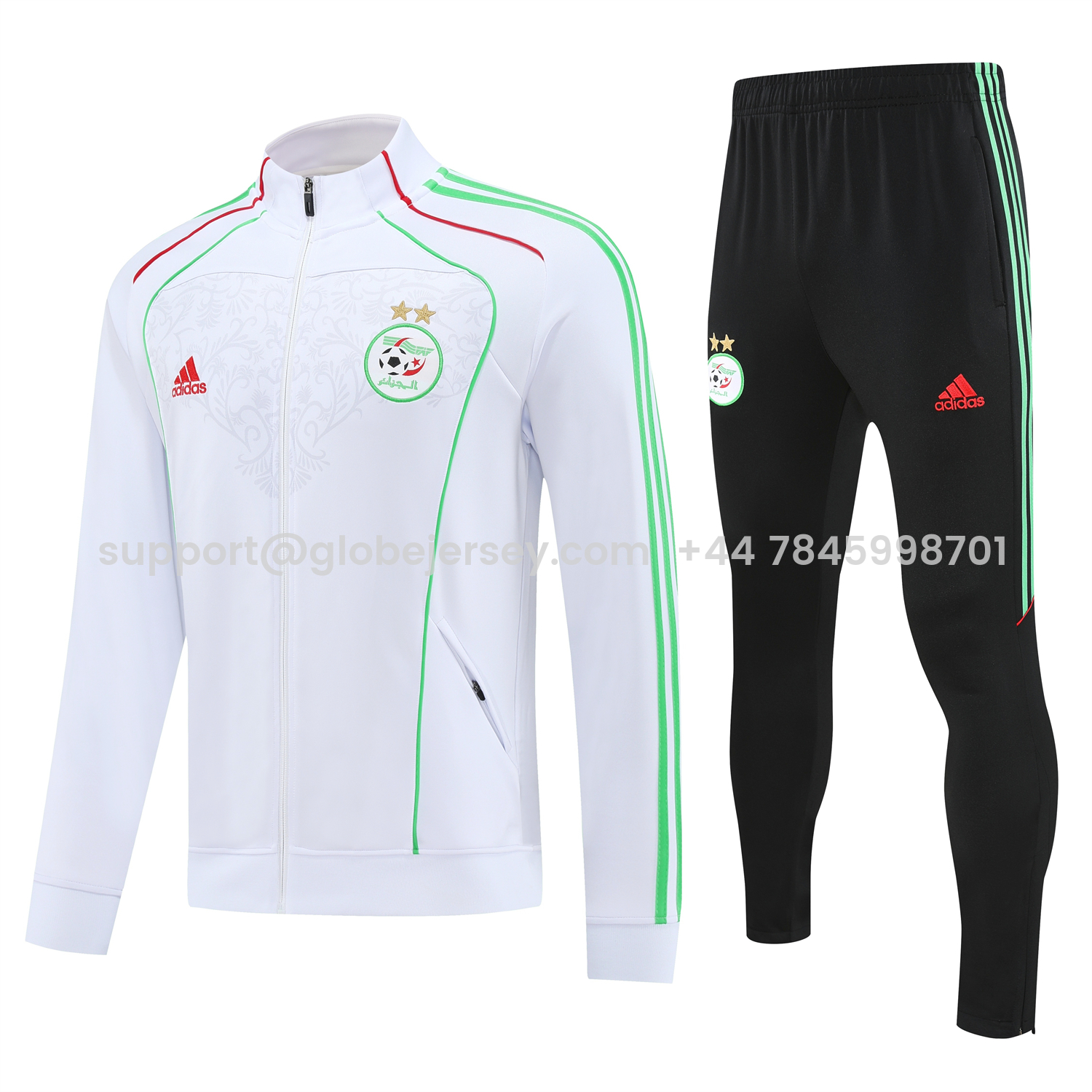 Algeria 2026 Long Sleeve Training Set - White Top and Black Pants