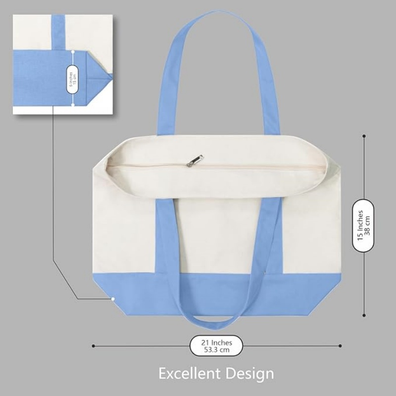 CANVORY 1-Pack Canvas Tote Bag with an External Pocket