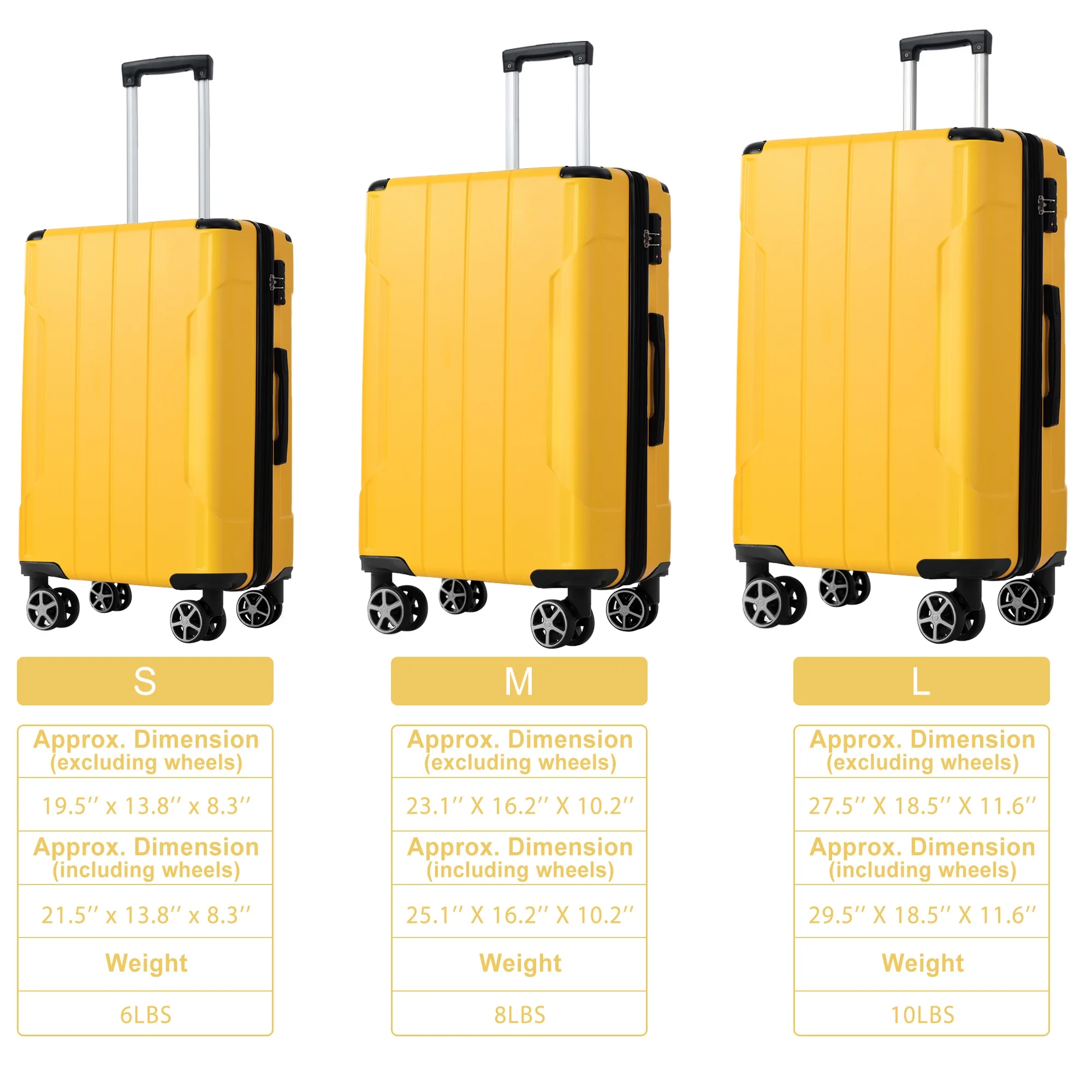Luggage Sets 3 Piece, Expandable Hard shell ABS Suitcases with Double Spinner, Travel luggage Set