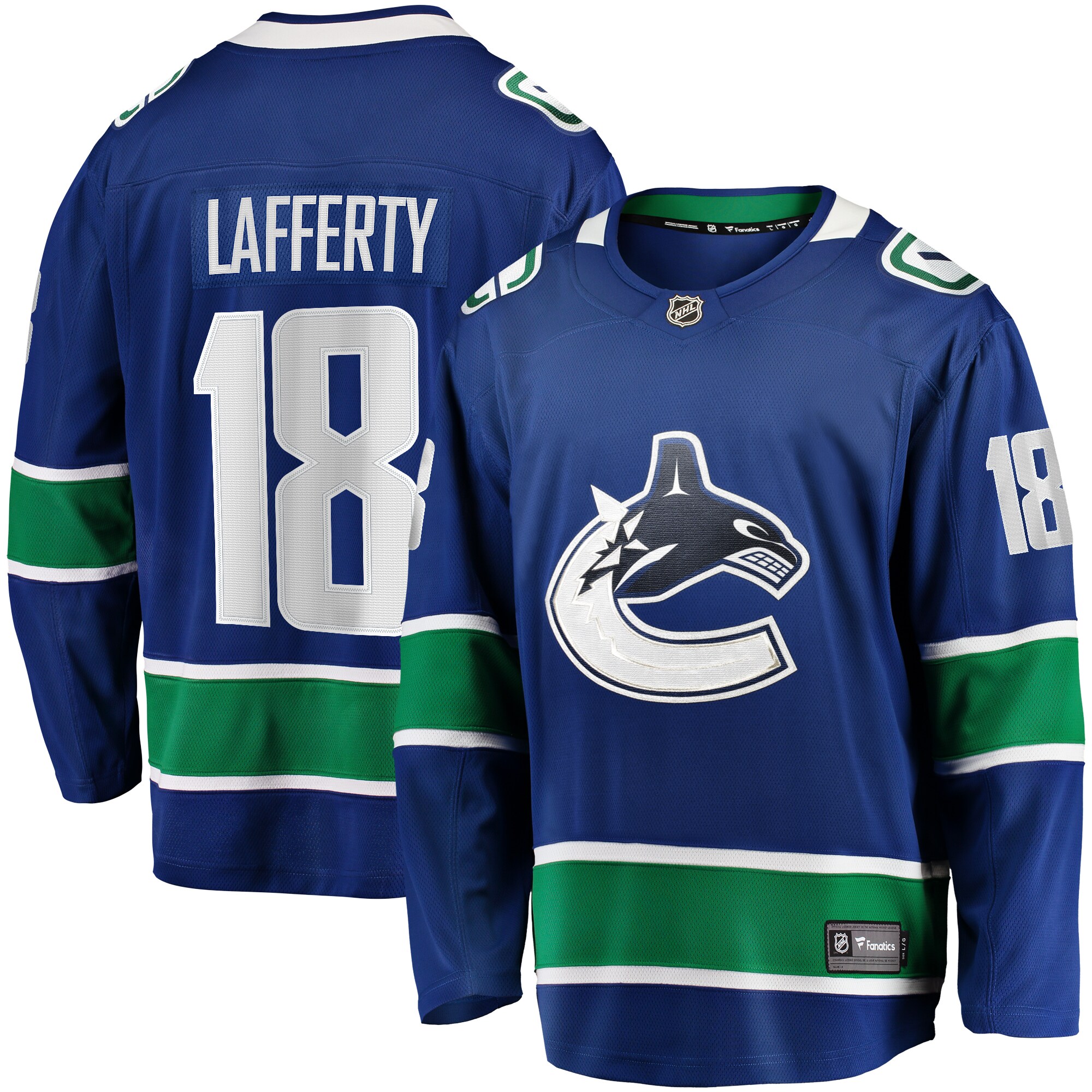 Sam Lafferty Vancouver Canucks Fanatics Home Premier Breakaway   Jersey – Blue