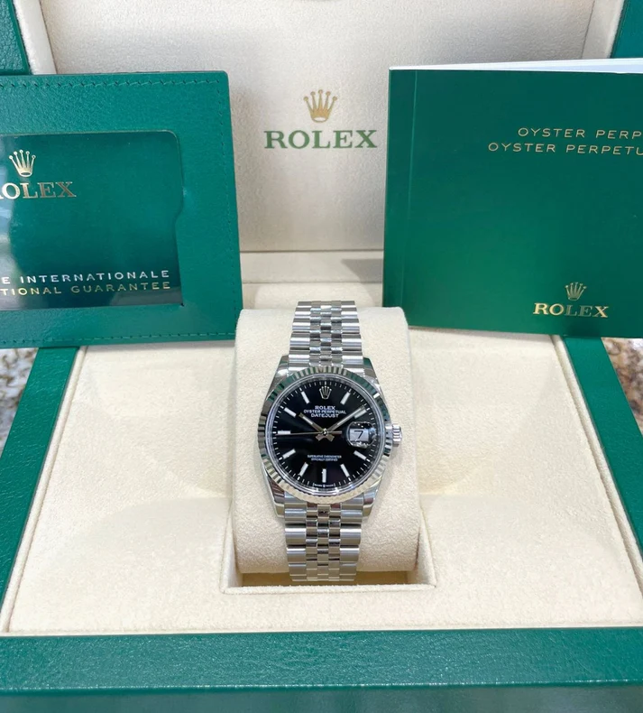 【Super Clone】RLX  Datejust 36mm 126234 Black Index Jubilee Stainless Steel Mens Watch