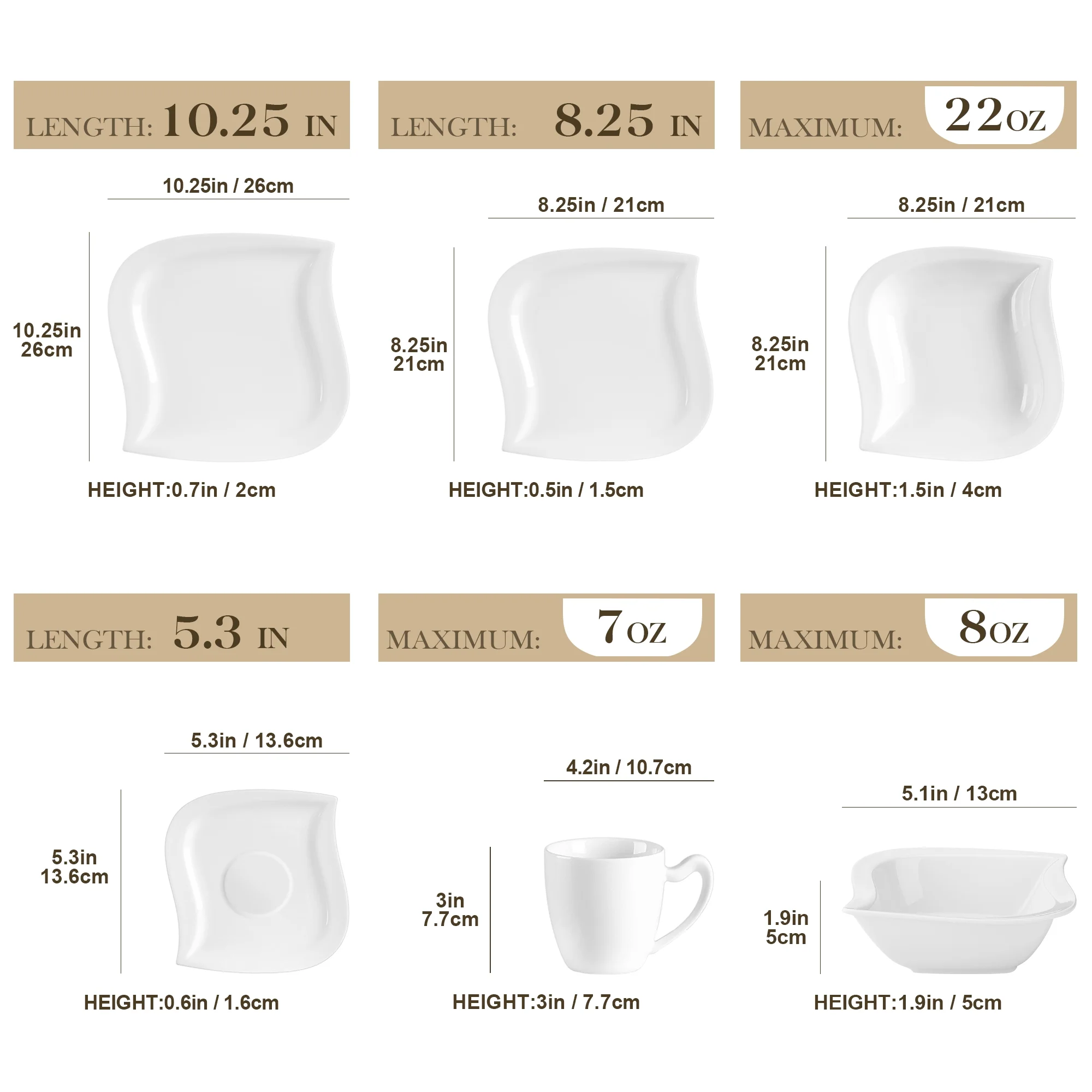 vancasso 36 pcs Dinnerware Sets, Plates and Bowls Set for 6, Porcelain Dinner Set, Marble Gray