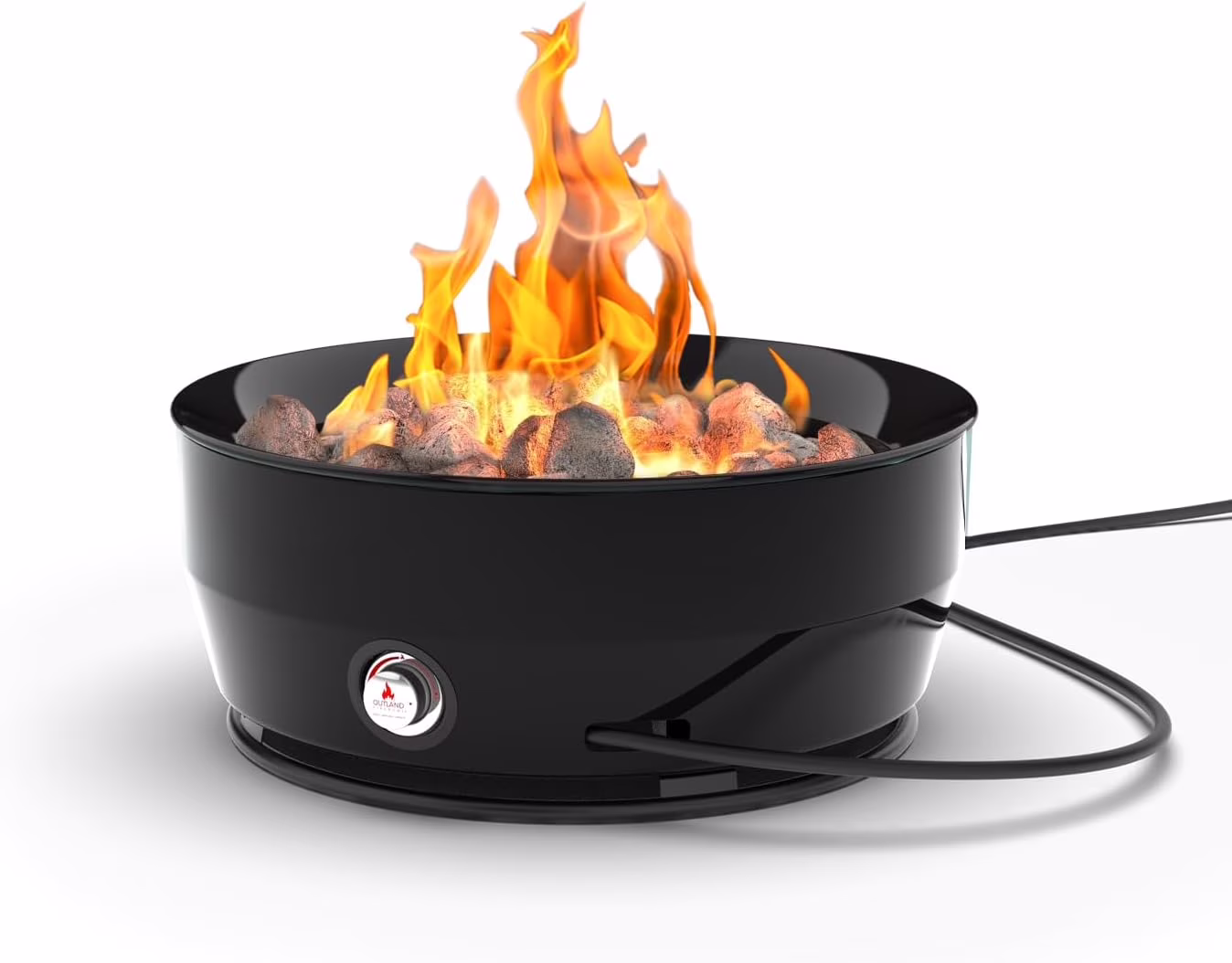 Outland Living Large Outdoor Propane Gas Fire Pit for Outside, 60,000 BTU/h, 24 inch with Lid - Modern Lake Country 800 Fire Bowl Firepit for Patio, Graphite Gray