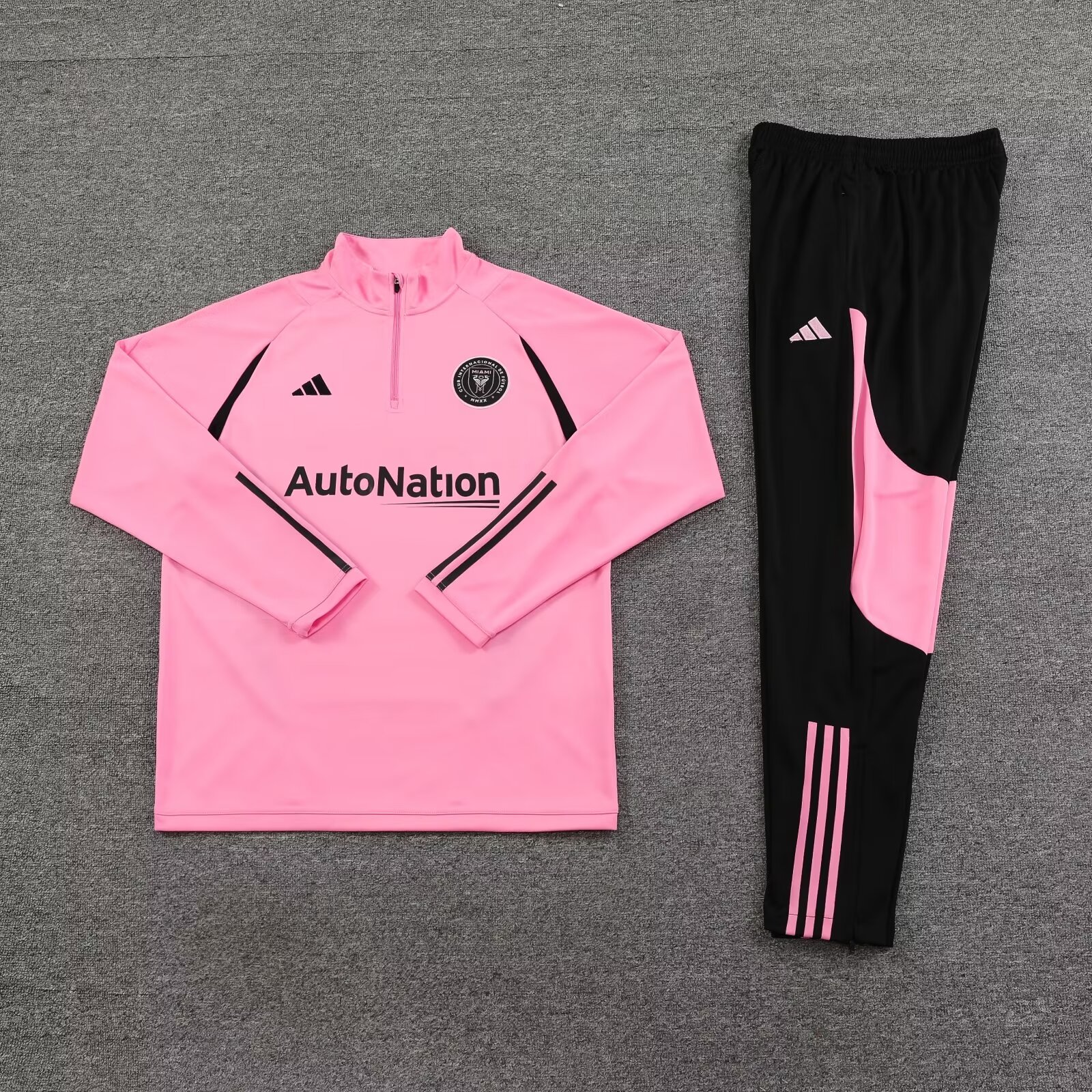 2023/2024 Inter Miami Half Pull Training Wear Pink Football Shirt 1:1 Thailand Quality Suit