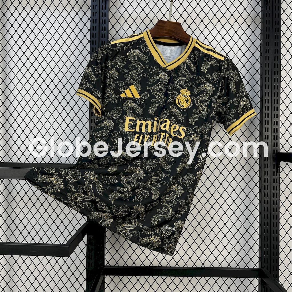Real Madrid 25-26 Golden Chinese Dragon Pattern Black Jersey - Fans Version