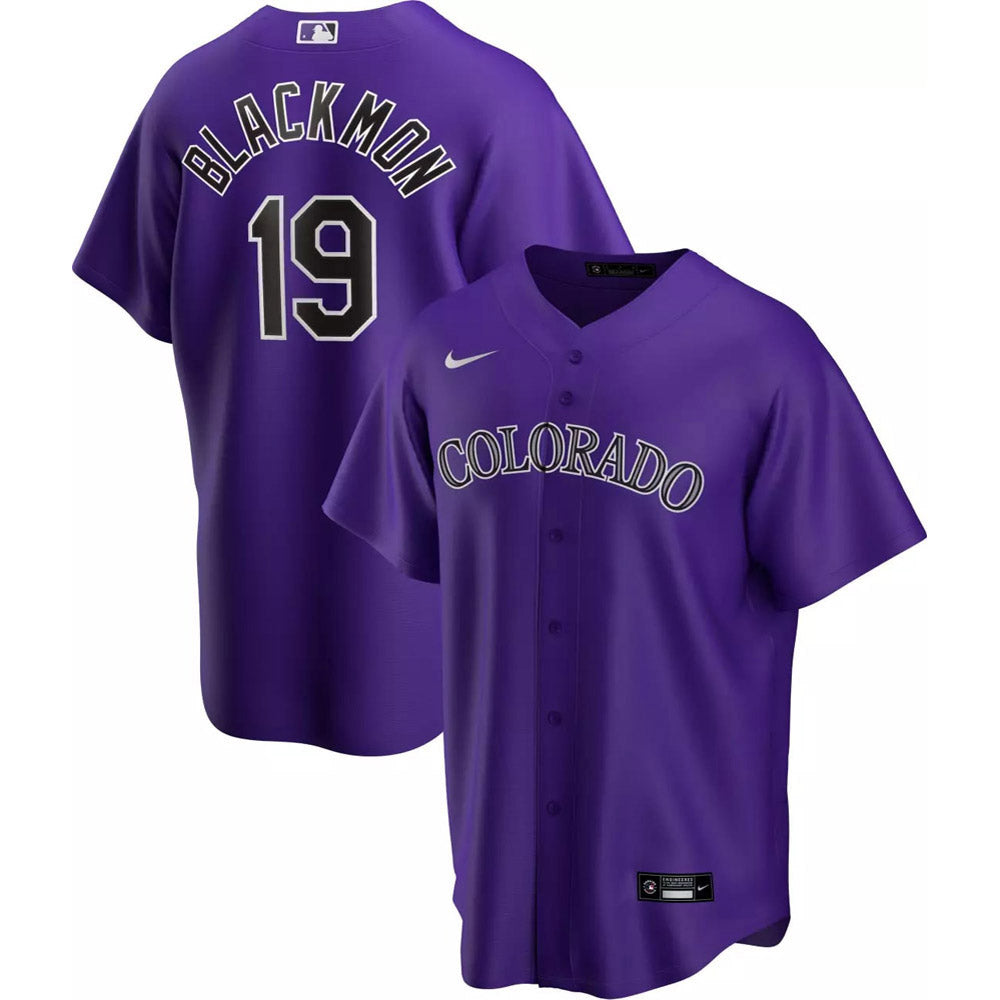 Men's Colorado Rockies Charlie Blackmon Cool Base Replica Alternate Jersey - Purple