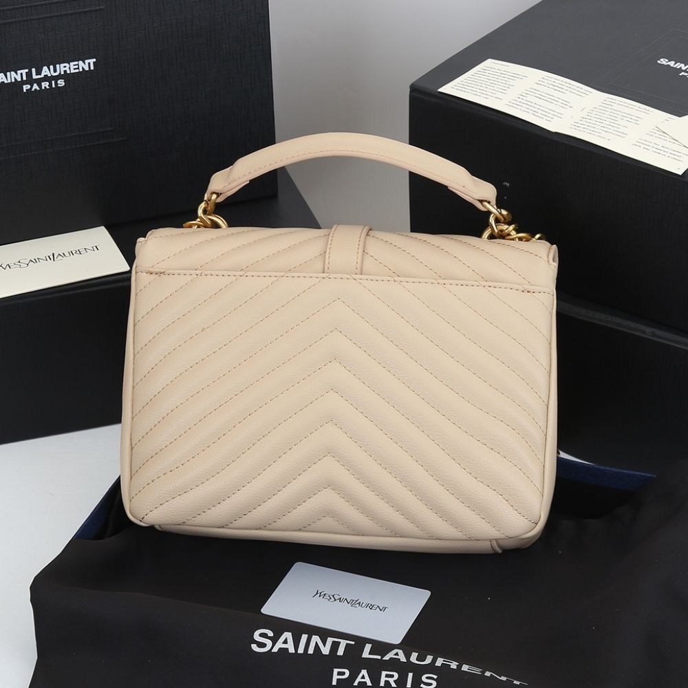 Saint Laurent College Medium In Quilted Leather Beige 9.4 Inches 600279BRM072721