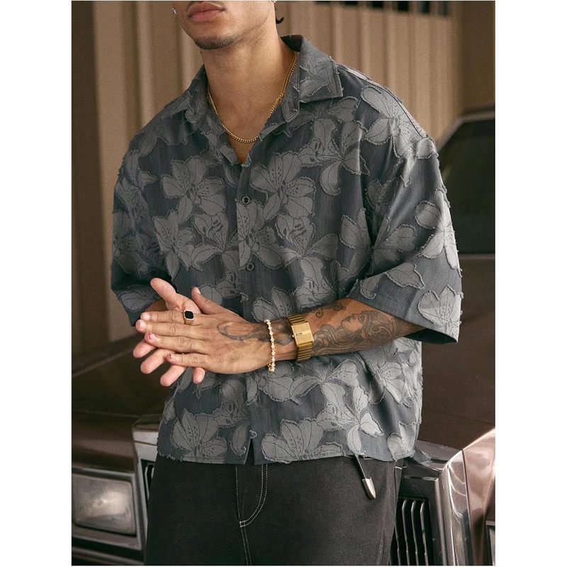 Men's Button Down Shirt Streetwear Crop Top Country Concert Outfits