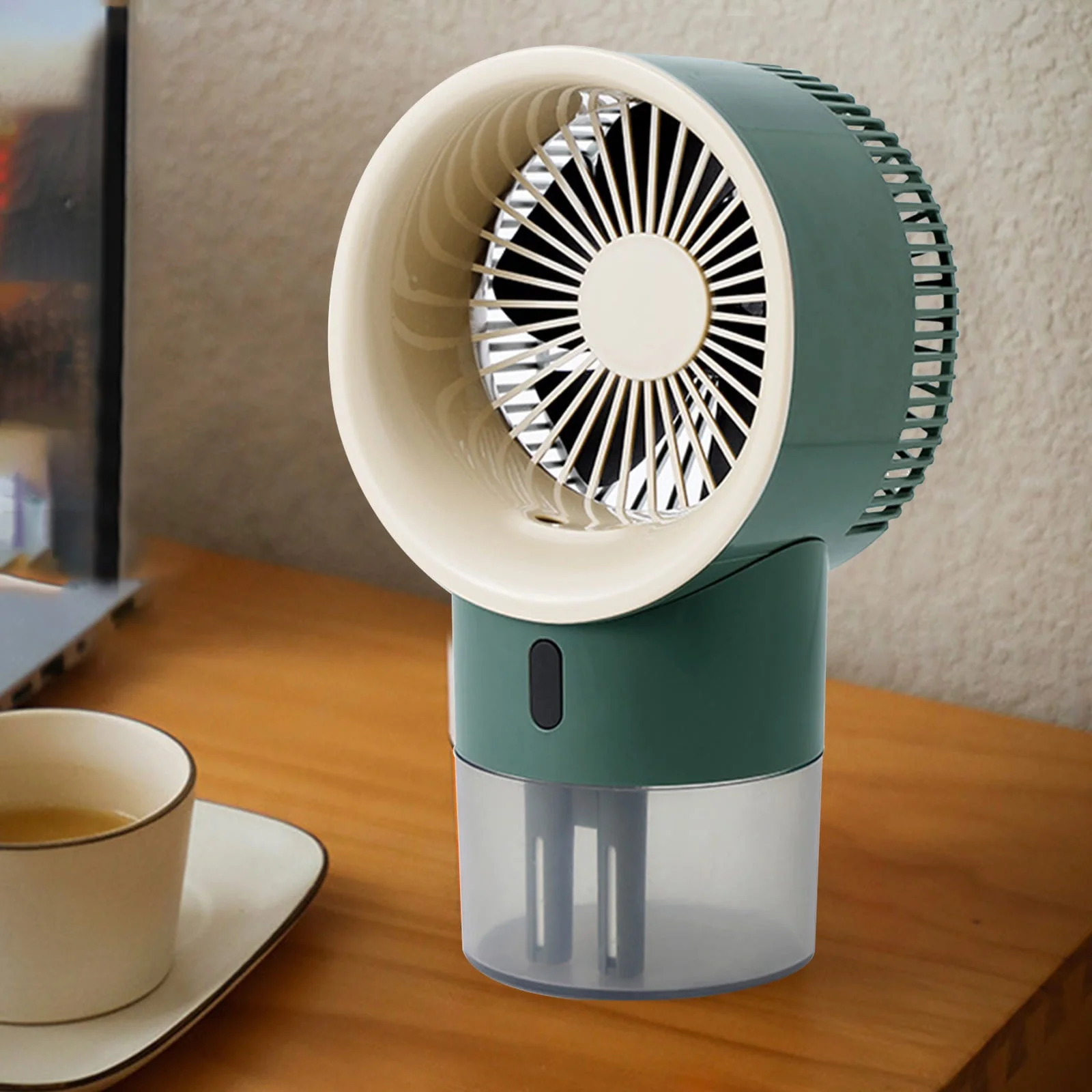 Yyeselk USB Mini Refrigerated Wind Conditioner, Home Small Chiller, Portable Mobile Humidification Night Light Desktop Water-cooled Fan, Built-in Battery Model