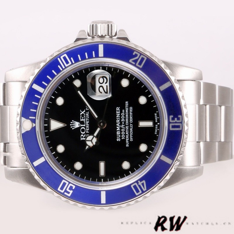 【Super Clone】Rolex Submariner Date 16610 Blue Ceramic Black Dial 40mm Mens Replica Watch
