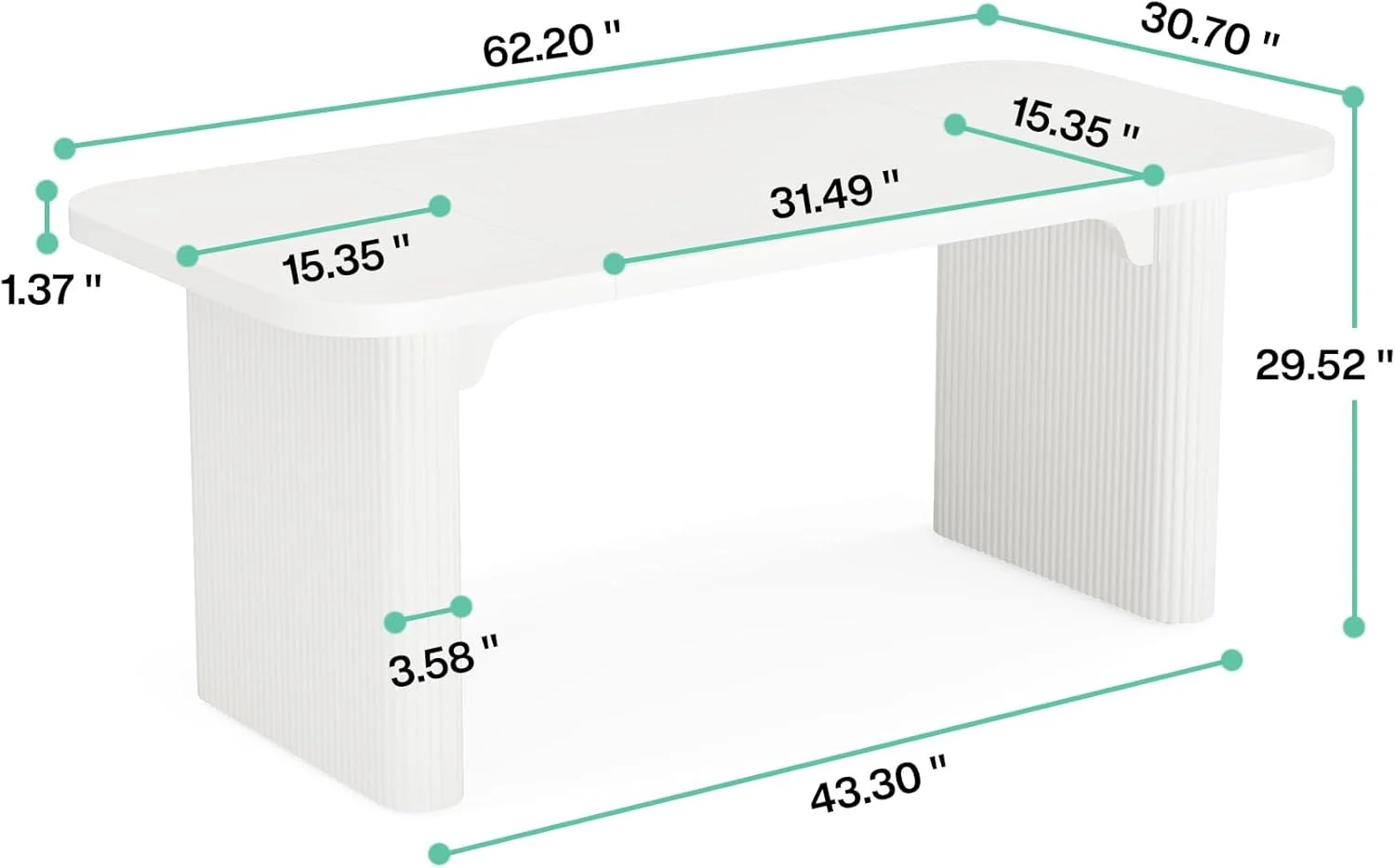 Tribesigns 63'' Computer Desk, Simple Rectangular Writing Table for Home Office Study Room Bedroom