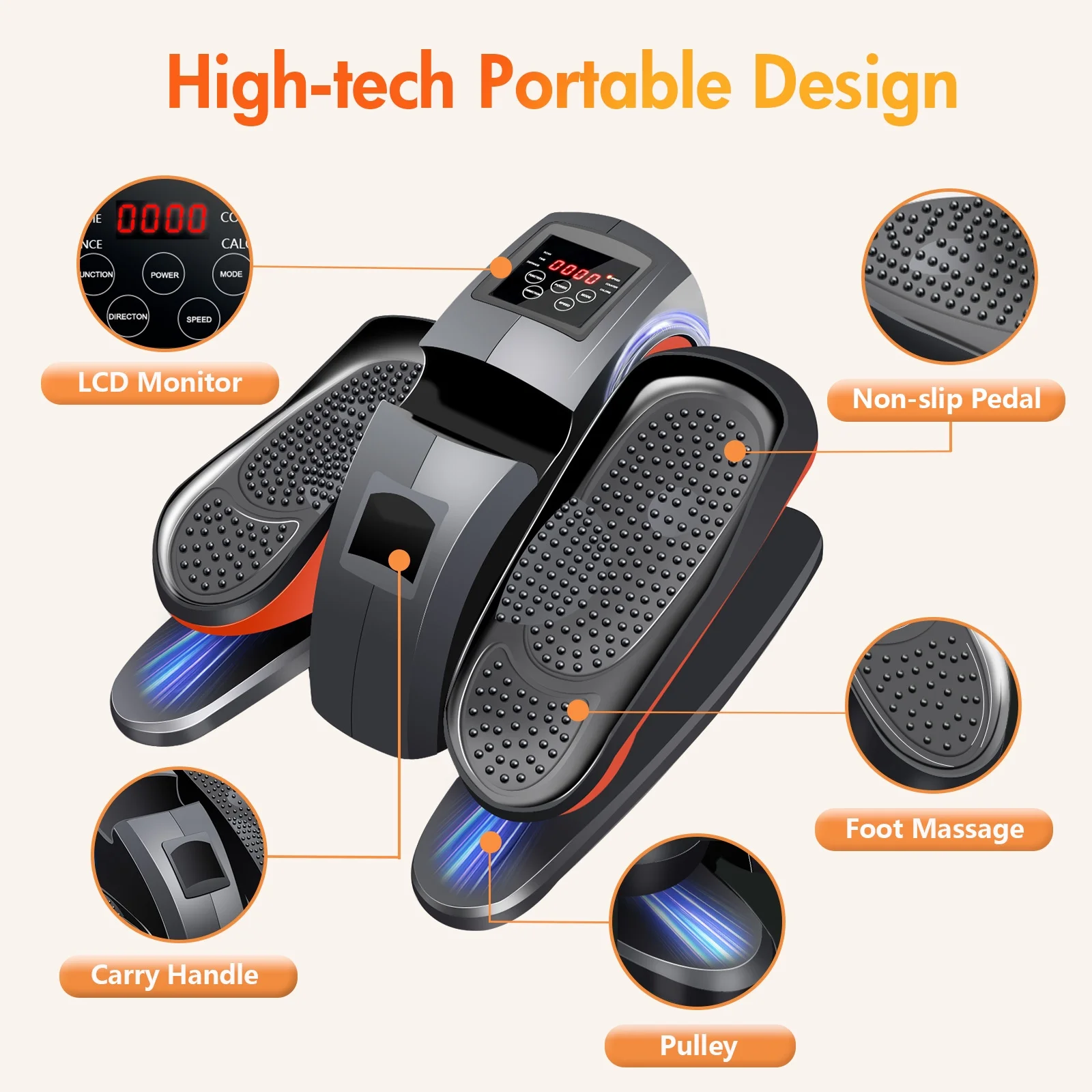 Baokaler Under Desk Elliptical Exercise Machine, Electric Elipsefit Leg Exerciser while Sitting for Seniors,12 Adjustable Speeds with Remote Control